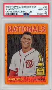 2021 Topps A/S Rookie Cup Juan Soto #54 ORANGE HOLOFRACTOR /25 NATIONALS PSA 10 - Picture 1 of 2