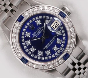 Rolex Lady Datejust 26mm Steel Blue String Diamond Dial Sapphire Diamond Bezel - Picture 1 of 6