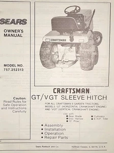Sears Craftsman GT Gartentraktor Hülse AHK 757.252313 Bedienungsanleitung & Teilehandbuch - Bild 1 von 6