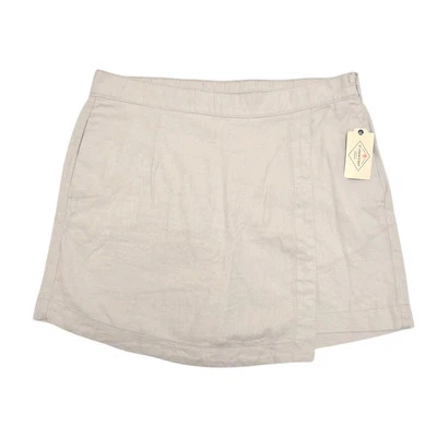 Nuevo con etiquetas Falda corta envolvente de lino St John's Bay beige gris rayo de luna informal talla 16 por encima de la rodilla Foto 1 de 4