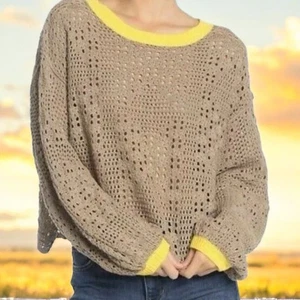 Free People Home Run Crop Strick Pullover Damen Gr. S Häkel Boho Cottagecore - Bild 1 von 11