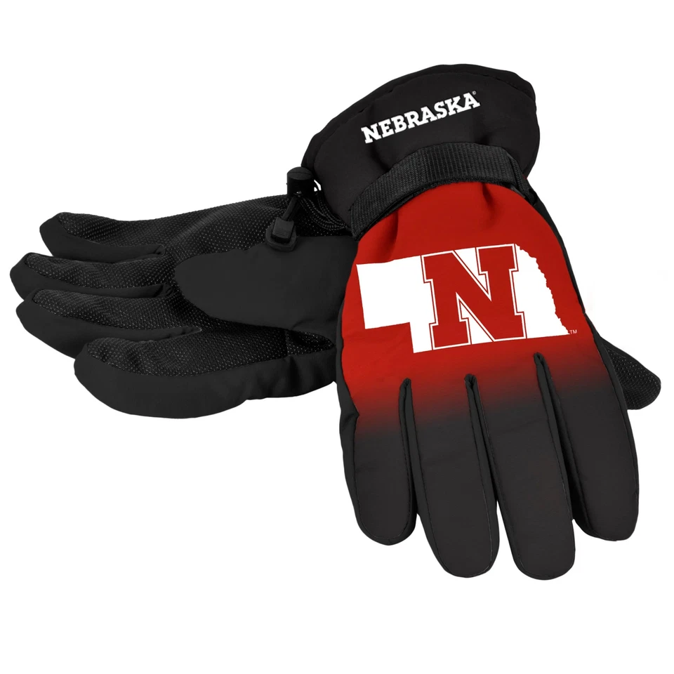Nebraska Cornhuskers Gloves Insulated Gradient Big Logo Size Small/Medium - Image 1 of 1