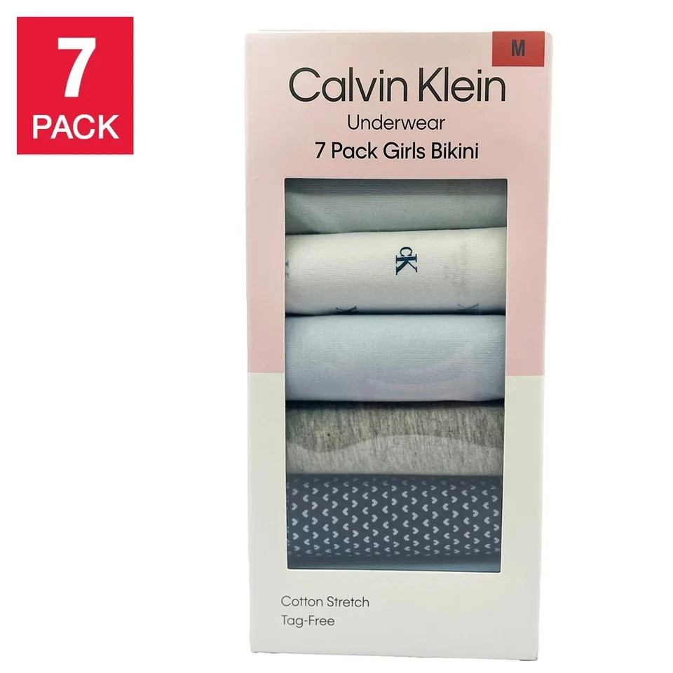 Calvin Klein Girls’ Bikini Underwear, 7-pack - MULTICOLOR (SIZE  M) - OPEN BOX - Image 1 of 1