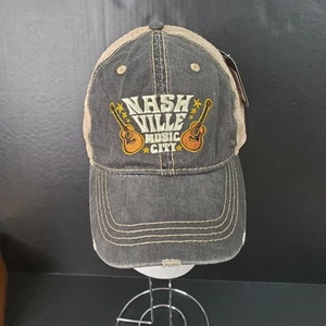 Nashville Music City Unisex Mesh Snapback Hat Embroidered Guitars Distressed NWT - Picture 1 of 9