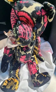 Oso de peluche de 18 pulgadas Sally Winey hecho a mano floral estilo vintage único en su clase - Imagen 1 de 13