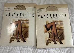 Vassarette SPITZENTOP BEIGE TRANSPARENT OBERSCHENKELHOCH Nylon STRÜMPFE - Größe MED zwei 8030 - Bild 1 von 5