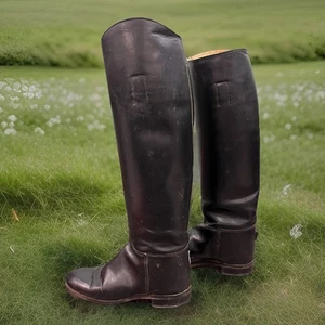 Marlborough hohe schwarze Damen-Reiterstiefel aus Leder Größe 5 hergestellt in England - Bild 1 von 11