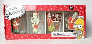 The Simpsons Weihnachten Pint Gläser 4er Pack Homer Weihnachtsmann Sammlerstück 2010 - Bild 1 von 7