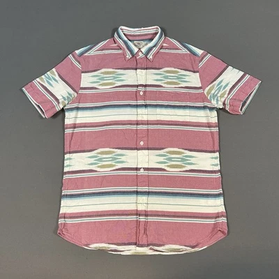 Faherty Shirt Mens Medium Organic Cotton Coast Short Sleeve Risk Red Summer Ikat - Image 1 of 4