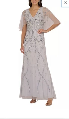 ADRIANNA PAPELL MAXI DRESS/LINED/RETAIL$229/SIZE 16/NEW W TAG/GREY - Image 1 of 3