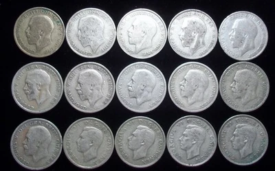 15 -  2 SHILLINGS/ FLORIN - KING GEORGE  V & VI - .50 SILVER - Image 1 of 2