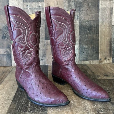 Botas vaqueras occidentales de avestruz pluma completa Los Altos para hombre 10 EE Foto 1 de 4