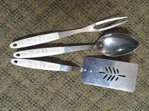 VTG Set  3 Kitchen Utensils Flint Arrowhead Stainless Harvest Wheat - Picture 1 of 4