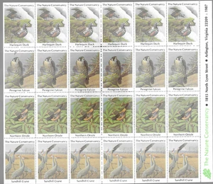 NATURSCHUTZ ENTE, FALKE, ORIOLE & CRANE 1987 BRIEFMARKENBOGEN ASCHENPUTTEL - Bild 1 von 1