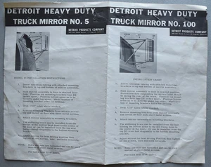 Detroit Heavy Duty Truck Mirrors 1950's Installation Instructions Brochure - Picture 1 of 5