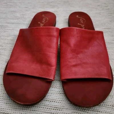 FREE PEOPLE Women's Leathe Vicente Slide Sandals Open Toe In Flame Size 37/US 7  - Image 1 of 4