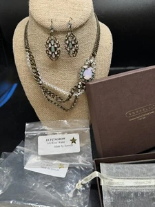 Sorrelli Rhinestone Earrings & Choker  Set Swarovski Crystals Rose Water(NOS) - Picture 1 of 17