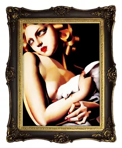 De Lempicka woman with dove art picture 50x40 with frame A5LT1 - Picture 1 of 4