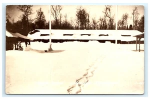 Postal Camp Shaw Chatham MI Michigan RPPC Snow Blizzard Invierno B2 - Imagen 1 de 2