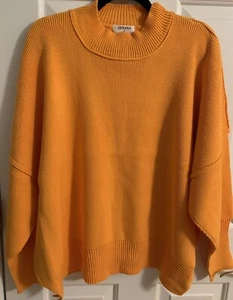 Zenana Oversize-Pullover mit Seitenschlitz Stehkragen Ballonärmel gelb/gold Small - Bild 1 von 3
