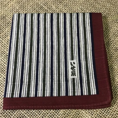 JAPÓN DE COLECCIÓN ARTE ALGODÓN HOMBRE ROJO GRANATE PAÑUELO NEGRO RAYAS BOLSILLO CUADRADO 20" Foto 1 de 4
