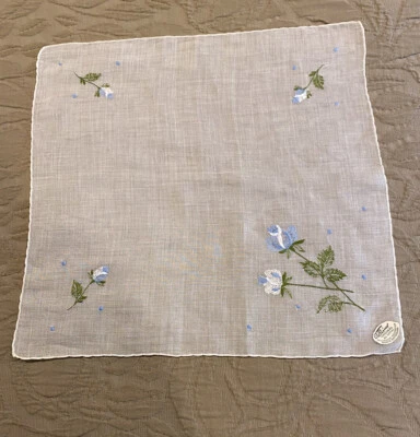 Vintage BURMEL Ladies Hankies Embroidered in Switzerland Tag Attached - Image 1 of 4