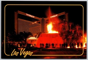 Postcard Nevada Las Vegas NV The Mirage Volcano at Night 1995 - Picture 1 of 2
