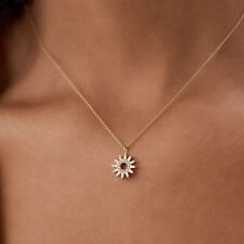 Round & Baguette Cut Star Pendant Necklace 925 Silver Birthday Gift For Necklace