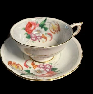 Paragon Cream Floral Teacup & Saucer Double Warrant  Bone China England The Quee - Picture 1 of 13