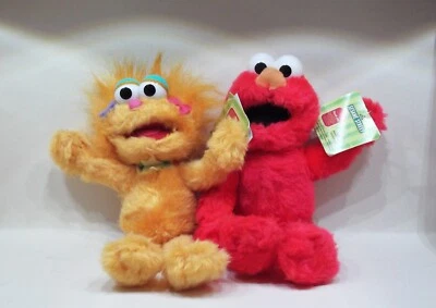 Elmo & Zoe 8” Plush Toys Sesame Street Hunter Leisure 2003 - w/tags Foto 1 de 2