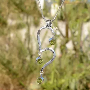 Apple Green Peridot Cut Gemstone 925 Sterling Silver Pendant Dainty Jewelry - Picture 1 of 6