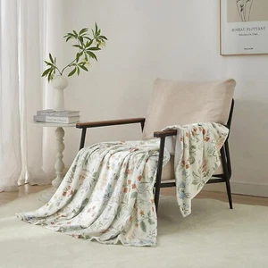 Coperta letto AMWAN stile giardino floreale accogliente queen flanella divano botanico floreale - Foto 1 di 6