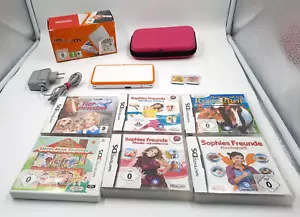 New Nintendo 2DS XL KONSOLE Weiß/Orange GUT ohne Stift, OVP & 8 Spiele ✅ - Bild 1 von 13