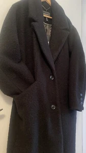 $398 BCBGMaxazria Single Breasted Black Bouncle Teddy Coat XL BCBG Maxazria Max - Picture 1 of 15