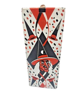 Vtg Halloween US Metal Toy Co Tin Litho Ratchet Noise Maker Witch Owl Witch Hat - Picture 1 of 6