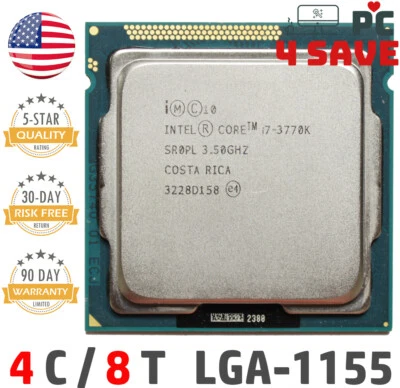 3rd Gen Intel Core i7-3770K CPU 3.50GHz (Turbo 3.90GHz) 4 Core 8M LGA-1155 SR0PL - Image 1 of 2