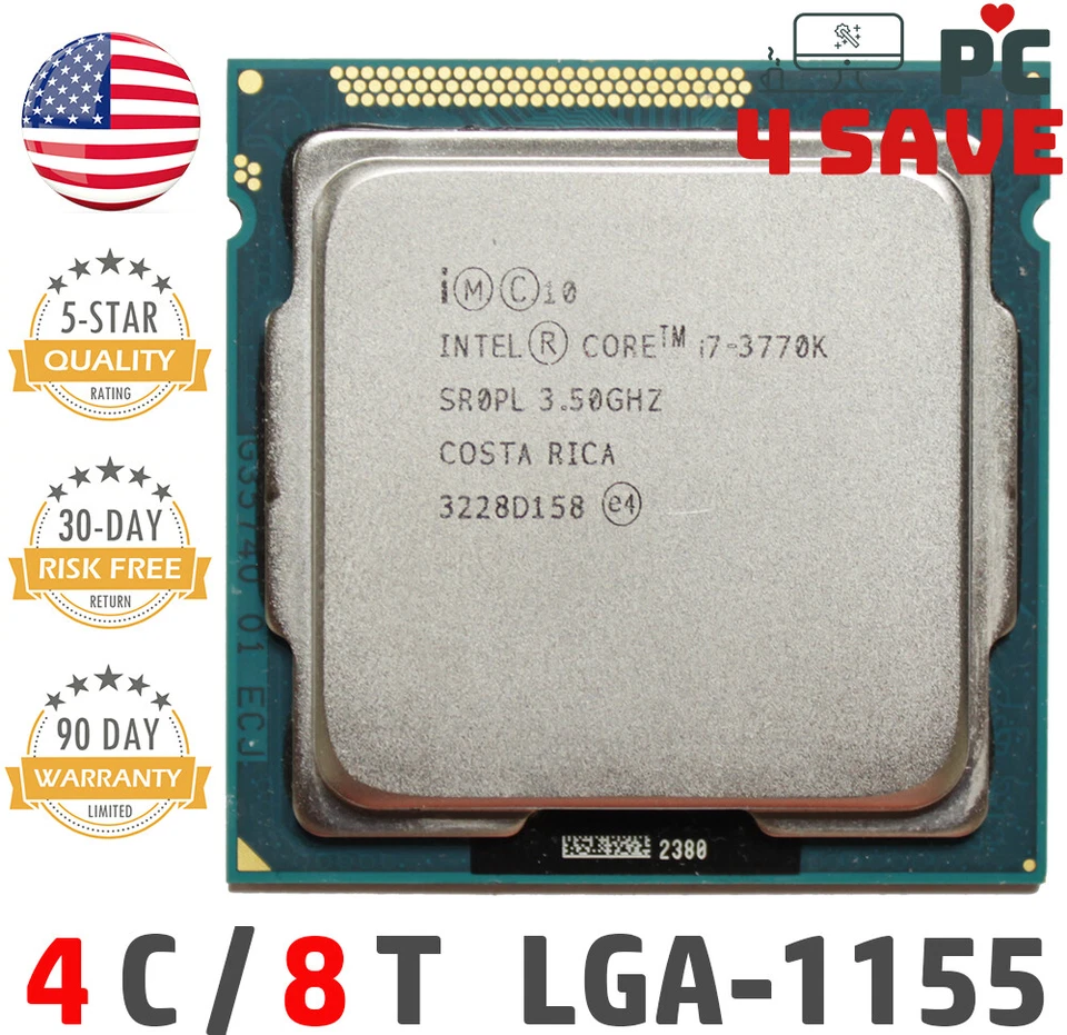 CPU Intel Core i7-3770K 3ª generación 3,50 GHz (Turbo 3,90 GHz) 4 núcleos 8M LGA-1155 SR0PL Foto 1 de 2