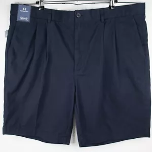 Roundtree & Yorke Casuals Classic Fit Pleated Chino Shorts Dark Blue Mens 42 - Picture 1 of 5