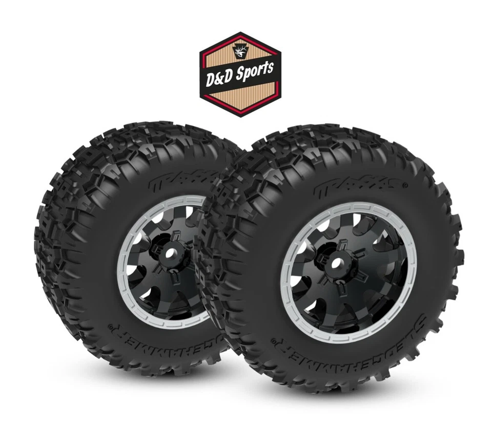 Traxxas 10770-STBLK - T&W Black Wheel Sledgehamer Tires (2) (Mini MAXX) - Image 1 of 1