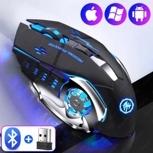 Bluetooth Mouse Gaming Computer Rechargeable Wireless Mouse USB PC Gamer Mouse - Picture 1 of 23