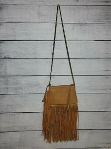 Carlos Santana Crossbody Bag Fringe Tan Brown Purse W/ Chain Strap NWOT - Picture 1 of 6