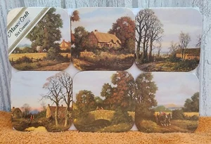 Vintage Manor Craft Getränk Untersetzer Neu Englisch Bauernhof Landschaft Herbst Herbst Ernte - Bild 1 von 9