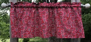 Western Red Bandana Cowboy Valance Country Cowgirl Farmhouse Kitchen Curtain - Picture 1 of 3
