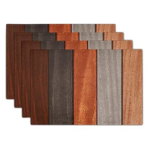 Rustic Wood Placemats Set of 4- Fall Thanksgiving Orange Wooden Board Linen P... - Picture 1 of 8