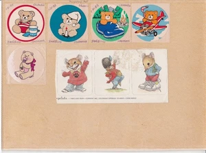 Vintage 1980er Aufkleber - Kreis Teddybären & Gibson Precious (Fotoalbum Seite) - Bild 1 von 2