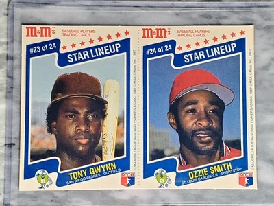1987 M&Ms Star Lineup Tony Gwynn & Ozzie Smith 2-Panel Card #23,#24 Padres/Cards - Image 1 of 4