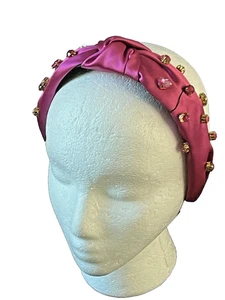 Story by  Davincy  Women's Headband Knotted  with Pearl Rhinestone Hot Pink - Picture 1 of 16