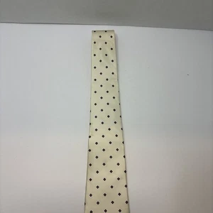 Christian Dior Men’s Silk Tie – Cream Square Pattern, Made in USA, Preowned - Picture 1 of 5