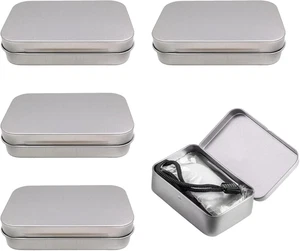 4 Stück rostfreie kleine Metalldosen mit Deckel Rechteckige Aufbewahrungsbox - Bild 1 von 6