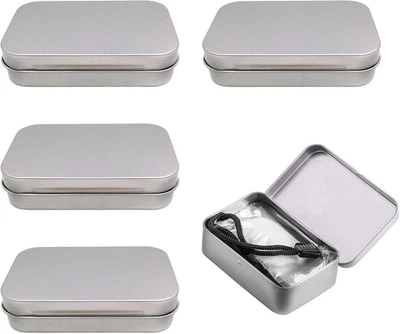 4 Stück rostfreie kleine Metalldosen mit Deckel Rechteckige Aufbewahrungsbox - Bild 1 von 4